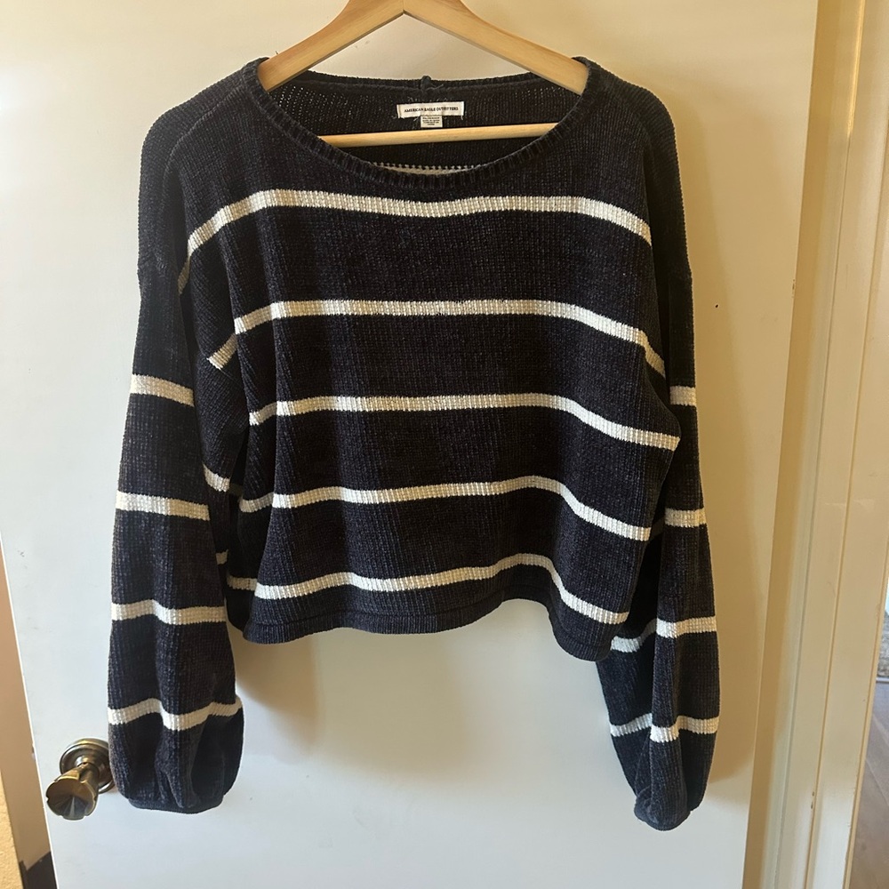 American Eagle Outfitters Navy and White Striped Sweater